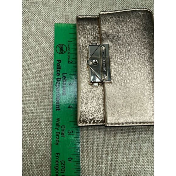 New Michael Kors Cece Small Pale Gold Leather Wallet Card Case - Picture 11 of 13